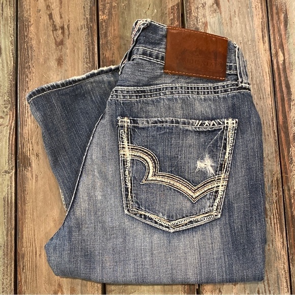 Big Star 33X28 Pioneer Boot Cut Mens Jeans Distressed 100% Cotton Non-Stretch - Picture 3 of 15